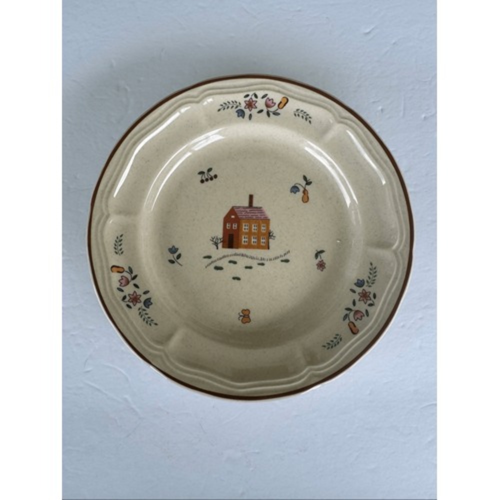 Newcor Stoneware Vintage OUR COUNTRY Pattern 7.5" Salad Plate 1987 Thailand 6004